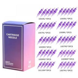 50PCS Mixed Assorted Disposable Tattoo Cartridge Needles Round Liner 1003 5 7 9 11RL RS RM M1 With Membrane Safety Cartridges