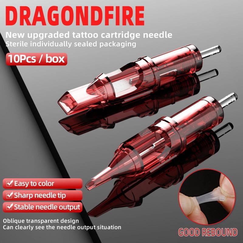 DRAGONDFIRE Tattoo Cartridge Needles RS RL RM M1 Makeup Permanent 10Pcs with Membrane Safety Cartridges Disposable Tattoo Needle