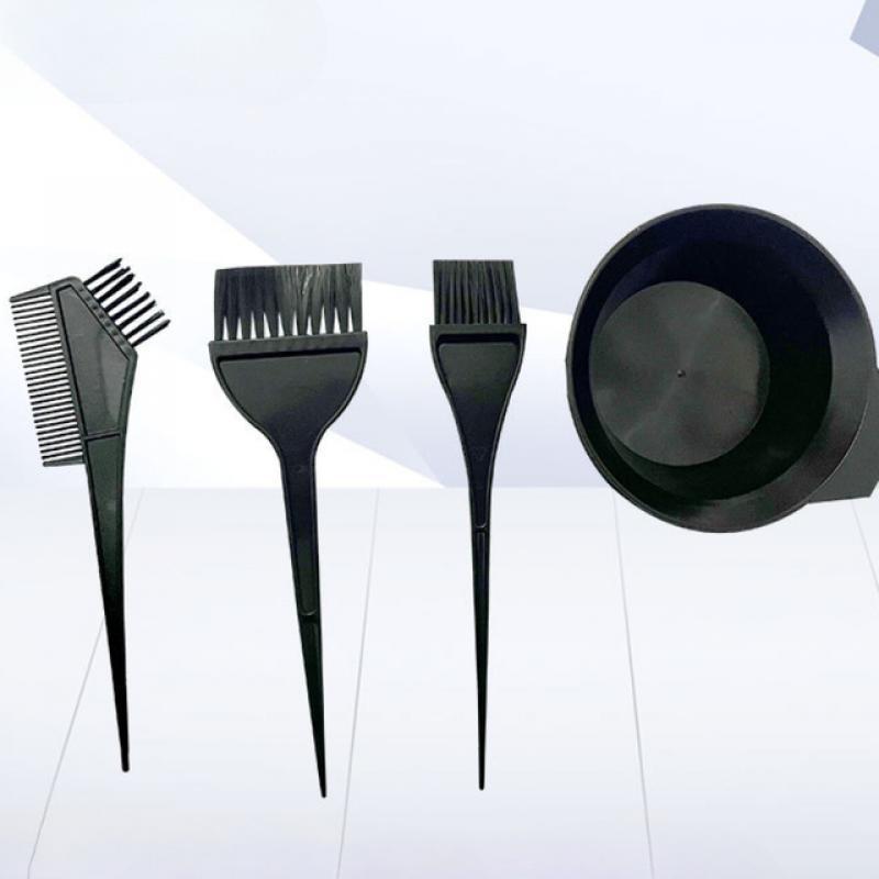 4Pcs Black Hair Dyeing Accessories Kit Hair Coloring Dye Comb Stirring Brush Color Mixing Bowl DIY Hair Styling Disposable Tool