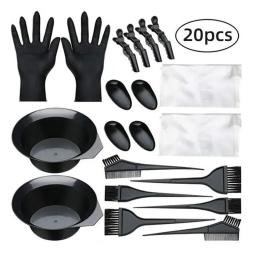 20Pcs/Set Salon Hair Dyeing Brush Disposable Hair Earcap Clips Dyeing Cream Bowl Coloring Comb Home Cape Kits Hair Tint Tool