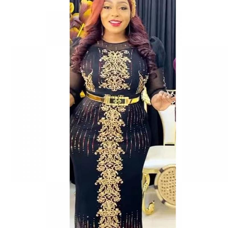 African Women Plus Size Evening Dresses Dubai Turkey Luxury Bead Gown Wedding Party Dress Robe Africaine Femme 2022 Nouveauté