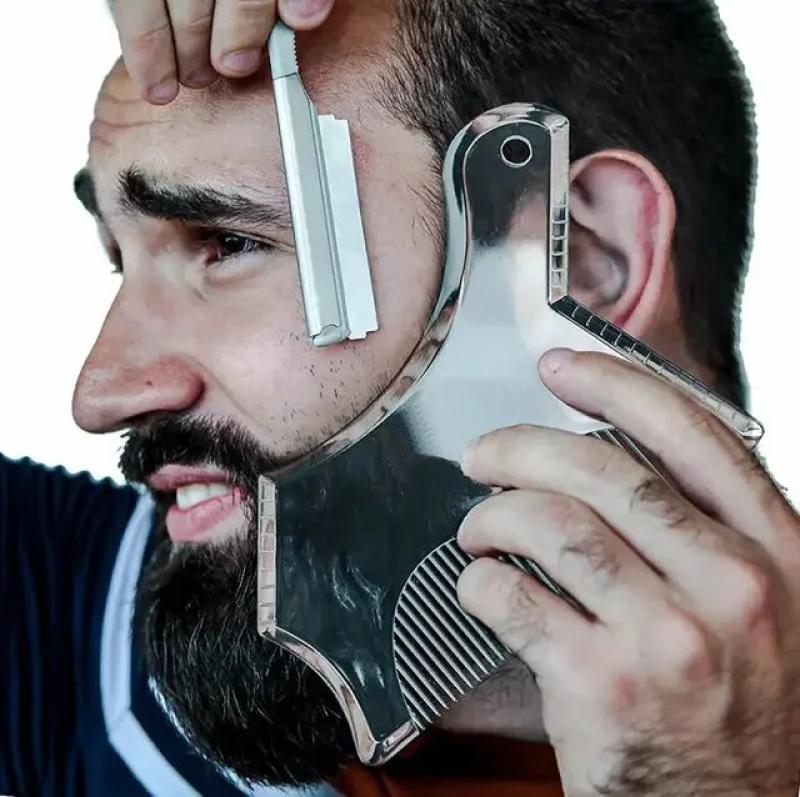 1PC Men Beard Styling Template Stencil Beard Comb for Men Lightweight and Flexible Fits All-In-One Tool Beard Shaping Tool