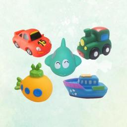 5 Pcs Children’s Toys Floating Bath Bathtime Kid Bathing Tub Squeeze Sound Cute Baby
