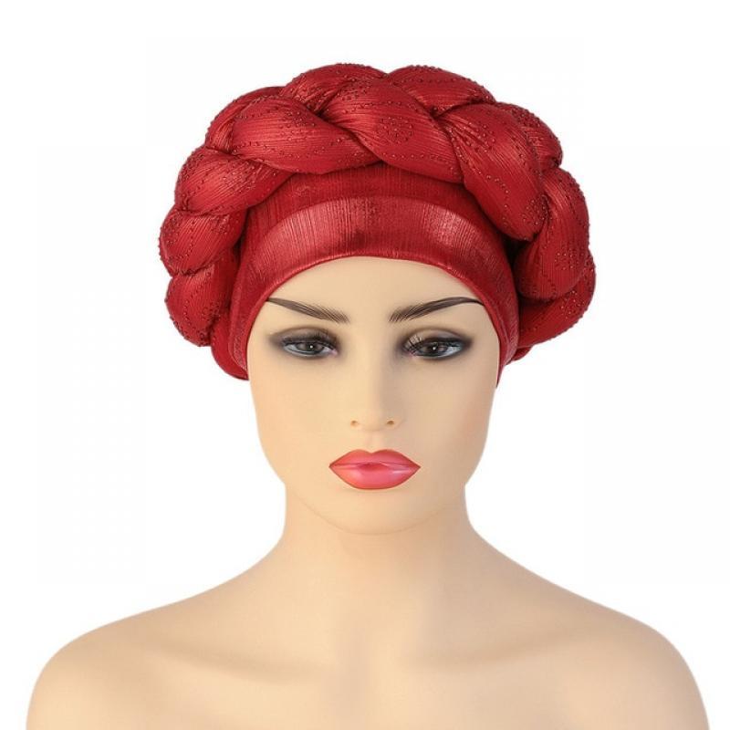 Fashion Braids Turban Caps Women African Headtie Female Head Wraps Turbante Mujer Muslim Hijab Ready to Wear Indian Bonnet