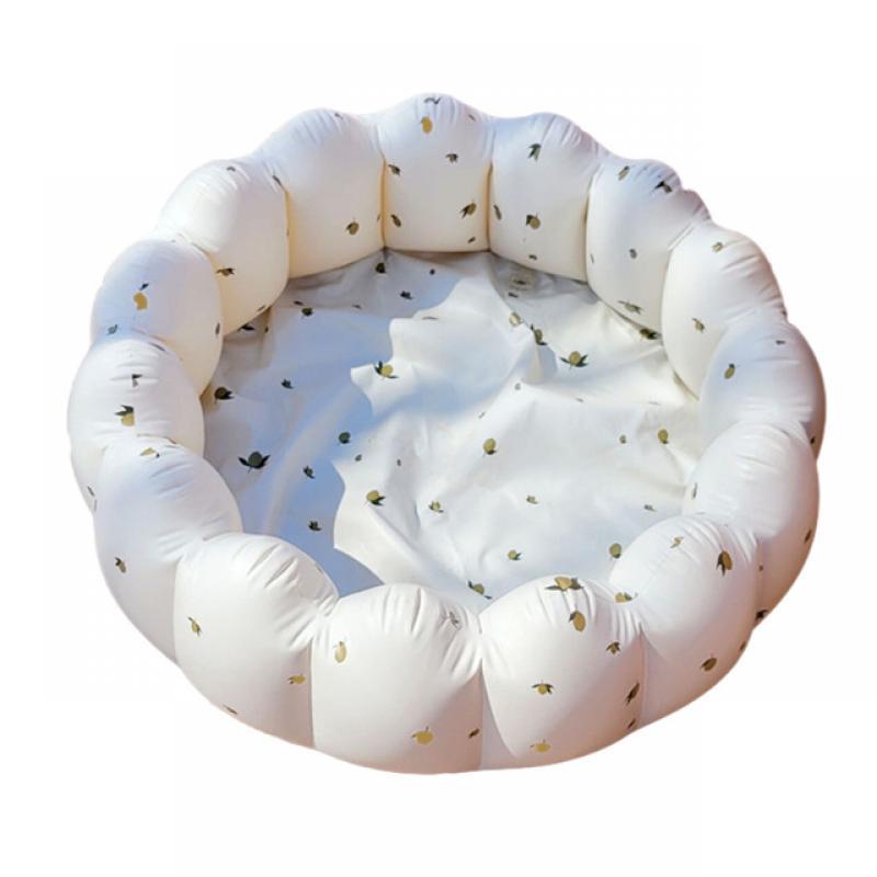 Inflatable Kids Swimming Pool Petal Shape PVC Children Ball Pool Sandpit Printed Foldable Lightweight Portable for Garden Indoor