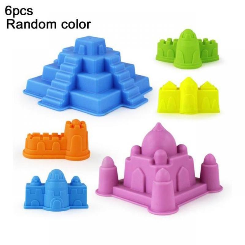 6 Pcs/set Creative Castle Sand Clay Mold Building Pyramid Game Toys Toy Sandcastle Beach Beach Interactive Funny Bath Sand U5K4