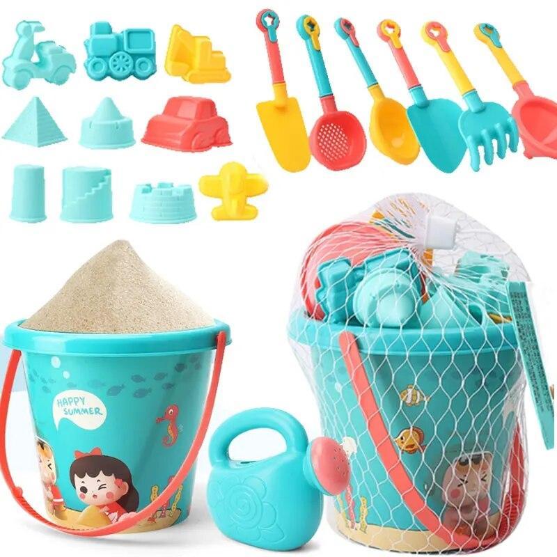 18Pcs/Set Infants Digging Sand Toys Plastic Bucket Shovel Sand Mold Watering Bottle Kids Summer Beach Game Children Toy