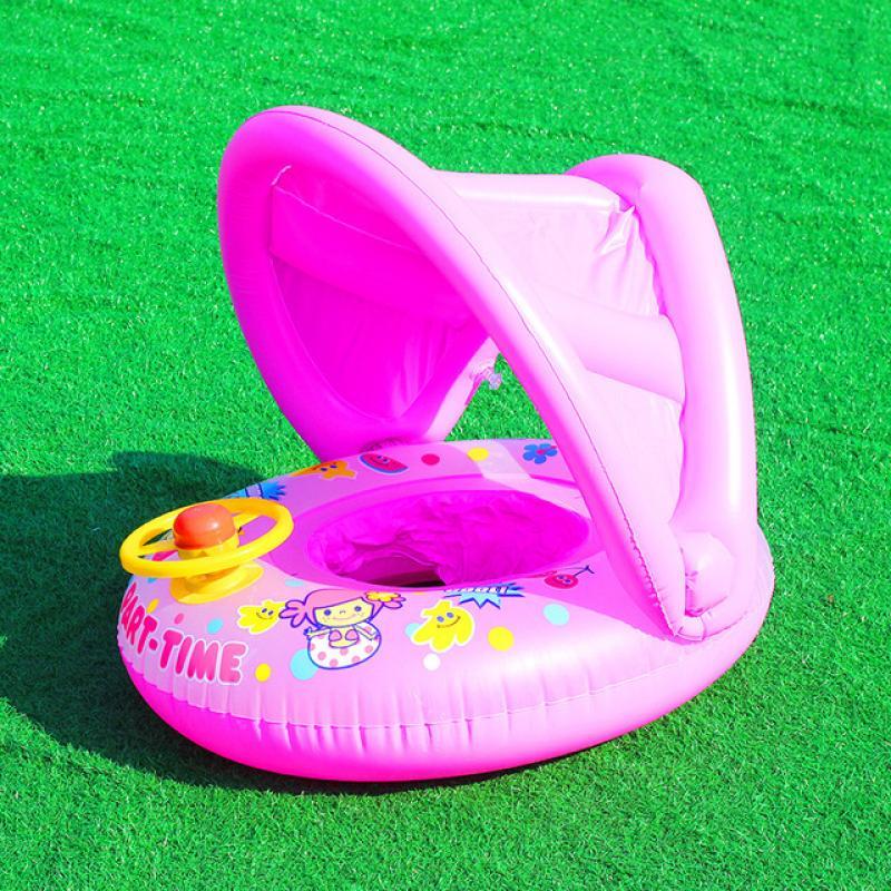 Kids Swimming Circle Swimtrainer Pool Inflatable Buoy Circle Baby Float with Sunshade Seat Swimming Pool Toys Sport Accessories