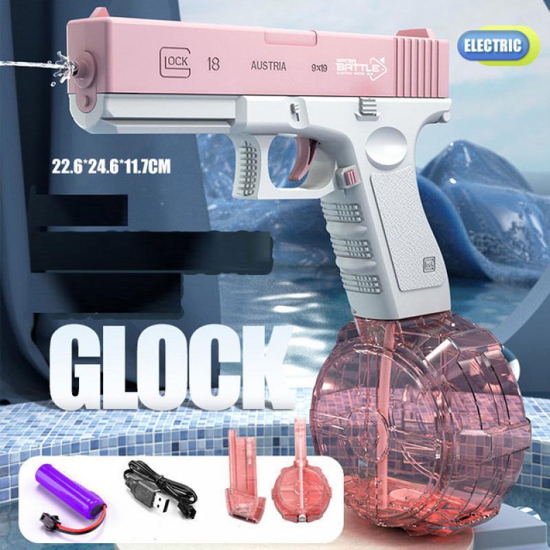 Water Gun Electric Glock Pistol Shooting Toy Full Automatic Outdoor Beach Gun Summer Water Beach Toy For Kids Boys Girls Adults
