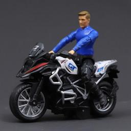 Simulation Driver Iron Riding Motorcycle Pull-Back Alloy Car Model Lighting Sound Effect Racing Car 3 Years  Children's Toy