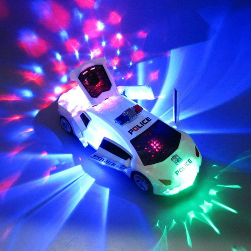 360 Degree Rotary Wheels Cool Lighting Music Kids Electronic Police Car Toy Electric Ride On Music Car With Led light