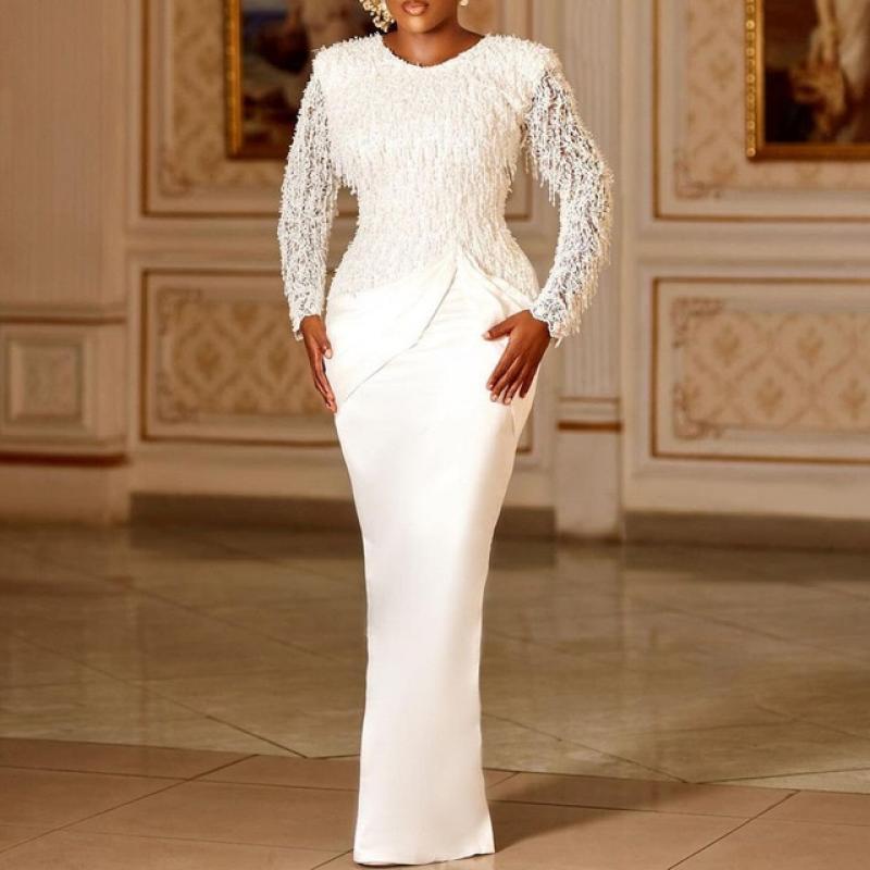 White Maxi Dresses Africa Clothing African Dresses For Women Muslim Long Dress High Quality Length Fashion African Dress Lady