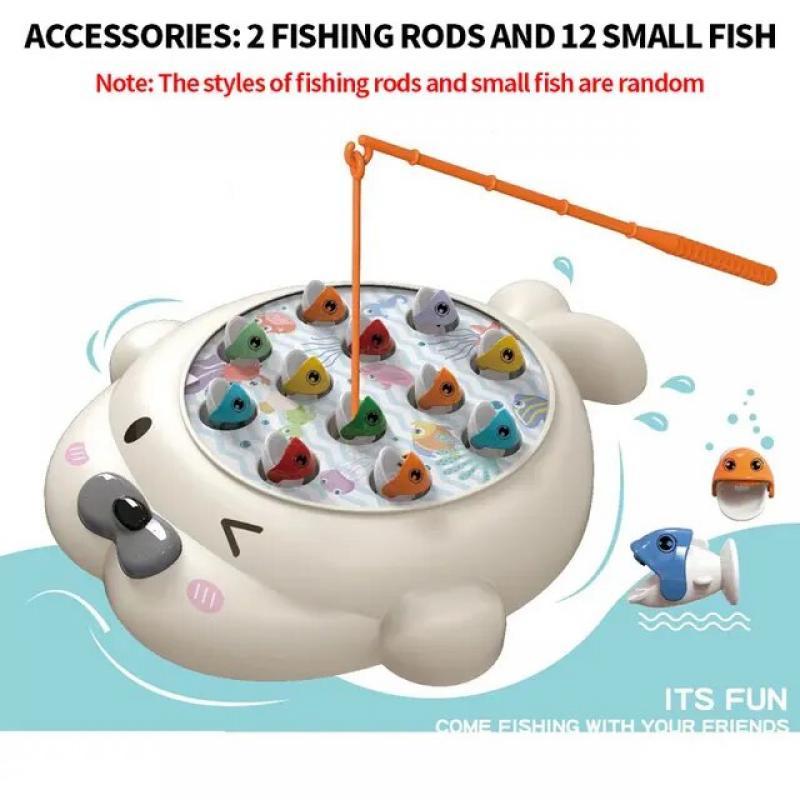 Cute Seal Fishing Plate Magnetic Fishing Toy without Battery Parent-child Interaction to Cultivate Hands-on Ability