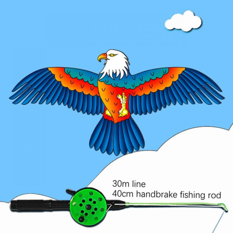 1Set Children Flying Kite Toy Cartoon Butterfly Mermaid Parrot Magpies Eagle Kite With Handle Kids Flying Kite Outdoor Toys