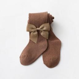 Baby Girls Spring Summer Big Bow Pantyhose Leggings Ins Fashion Style Pure Color Cotton Stocking Tights For Kids Girls 6M-6years