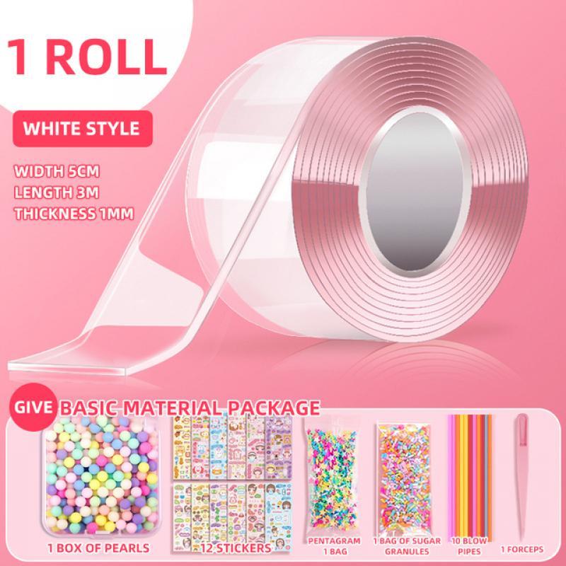 Nano Bubble Tape Multipurpose Blowable Reusable Nontoxic High Sticky Transparent Double-sided DIY Craft Children Pinch Toy