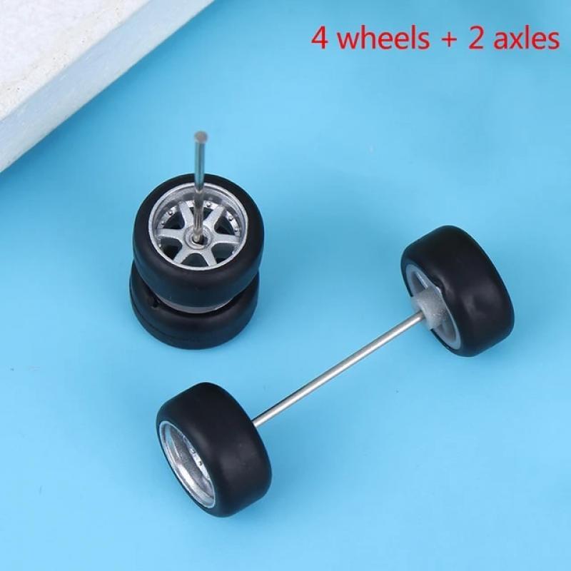 High Quality 6PCS 1:64 Wheels For Hotwheels With Rubber Tire Model Model Car Modified Parts Racing Vehicle Toys New 4Colors