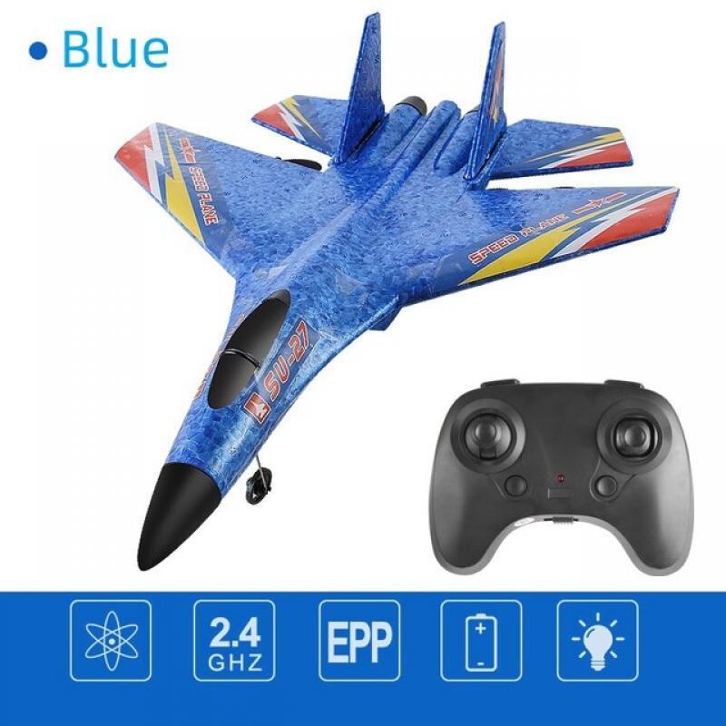 SU27 Foam Remote Control Airplane 2.4G Radio Glider Fighter LED Night Navigation Light Plane Model Toy Children Birthday Gift