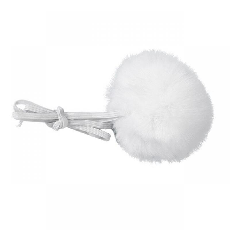 Black White Cute Rabbit Tail Cosplay Props Masquerade Plush Bunny Tail Roleplay Party Plush Ball Accessory for Halloween Costume
