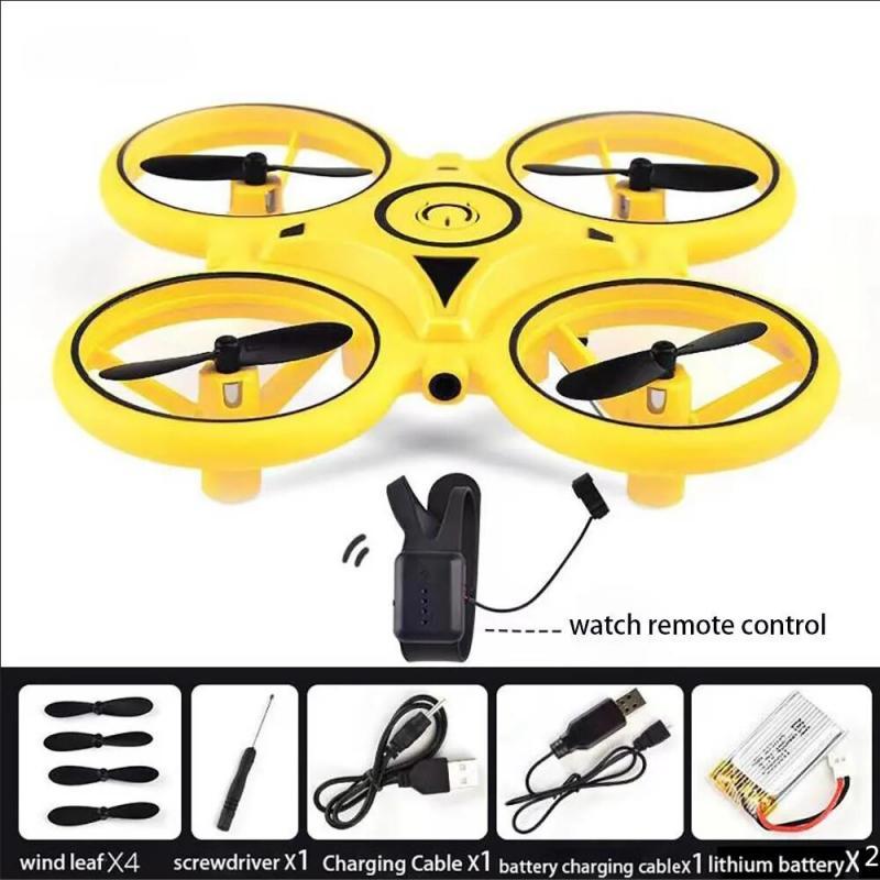 Mini RC Watch UFO Drone Smart Watch Remote Sensing Gesture Control Aircraft Hold 2 Controllers Quadcopter for Kids Toy Gift