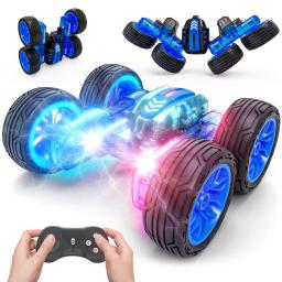 Sinovan Remote Control Car For Kids, Double Sided RC Car 360 Flips Rotating RC Stunt Cars With LED 2.4GHz 4WD Car Toy Gifts