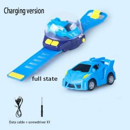 2.4G Children's Mini Watch Remote Control Car Toy Novelty RC Car Toy Cartoon Portable USB Charging Watch Car Kid Birthday Gift