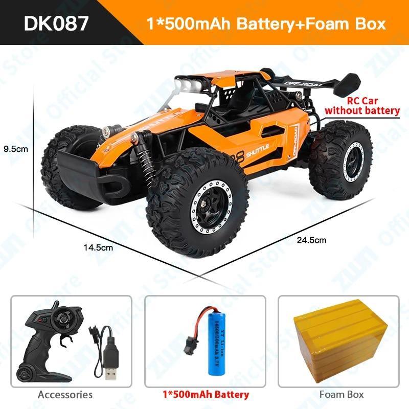 ZWN 1:16/1:20 2.4G Model RC Car With LED Light 2WD Off-road Remote Control Climbing Vehicle Outdoor Cars Toy Gifts for Kids