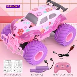 Pink Rc Car Electric Drive Off-Road 2.4G Big Wheel High Speed Purple Remote Control Trucks Girls Toys For Children