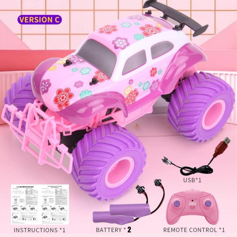 Pink Rc Car Electric Drive Off-Road 2.4G Big Wheel High Speed Purple Remote Control Trucks Girls Toys for Children