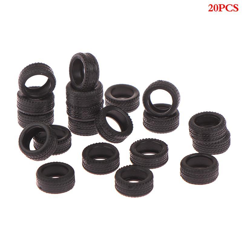 20Pcs 1/64 Tire Skin Car Model Scene Accessories DIY Black Tire Wheels Car Model Scene Accessories 8*12*5mm Children Boy Toy New