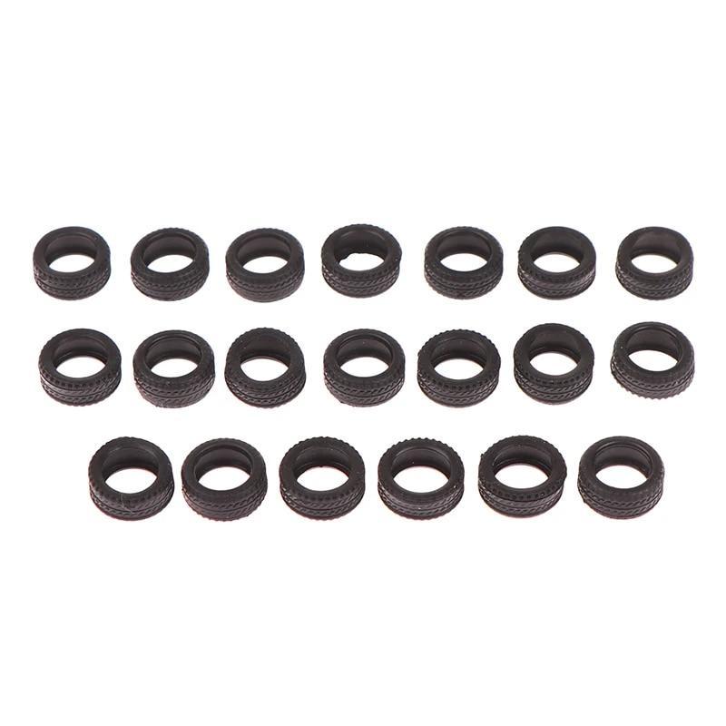 20PCS 1/64 Tire Skin Car Model Scene Accessories DIY Black Tire Wheels Car Model Scene Accessories 8*12*5mm Children Boy Toy New