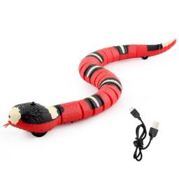 Rc Snake Animals Intelligent Electric Obstacle Avoidance Silver Ring Snake Smart Sensing  Electronic Toys For Cat Halloween