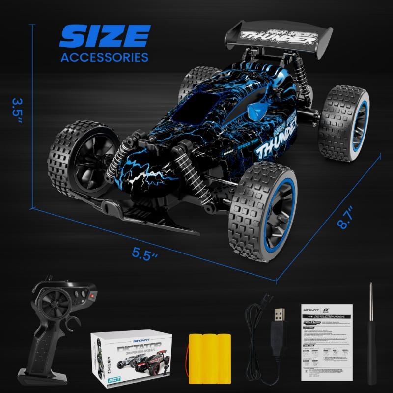 Sinovan Remote Control Cars for Kids, 1:18 Scale RC Racing Cars with LED Lights, 2.4GHz RC Car Outdoor Toys Gifts for Boys Girls