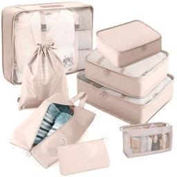 8 Set Packing Cubes For Suitcases Travel Luggage Packing Organizers With Laundry Bag Storage Shoe Bag Clothing Underwear Bag