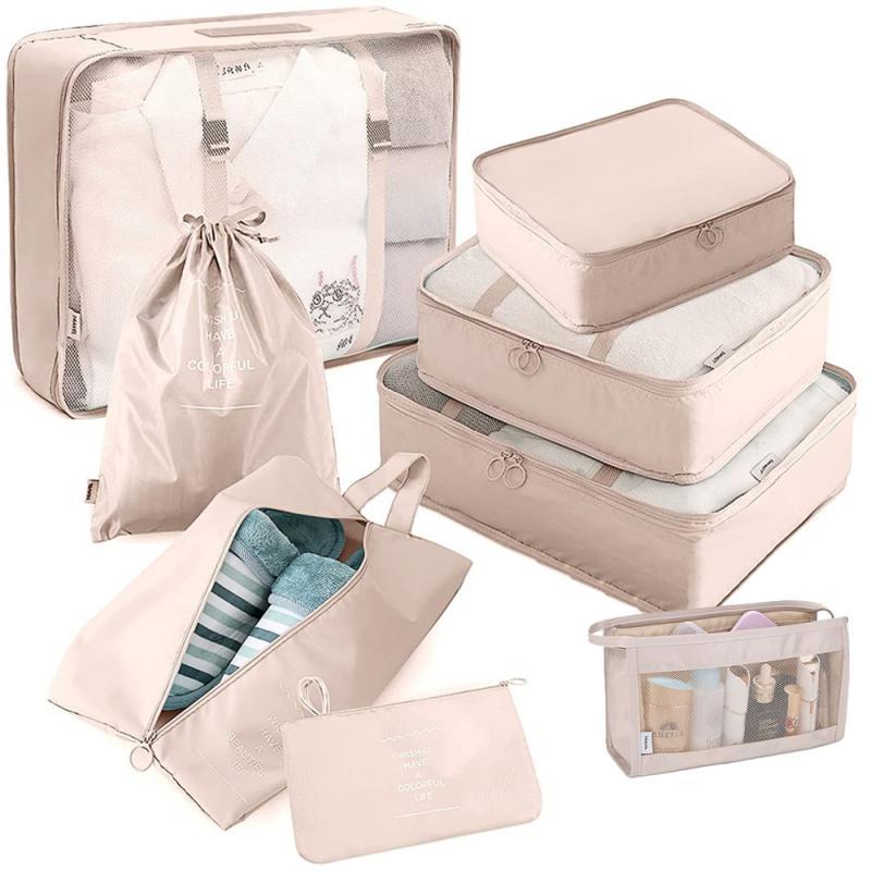 8 Set Packing Cubes for Suitcases Travel Luggage Packing Organizers with Laundry Bag Storage Shoe Bag Clothing Underwear Bag