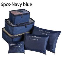 6 Pcs Travel Organizer Storage Bags Set For Clothes Tidy Wardrobe Suitcase Pouch Case Shoes Packing Cube Bag Home Storage
