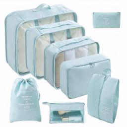 8 Pieces Set Portable Luggage Organizer Suitcase Organizer Bags Clothes Shoes Cosmetics Toiletries Storage Bags For Suitcases