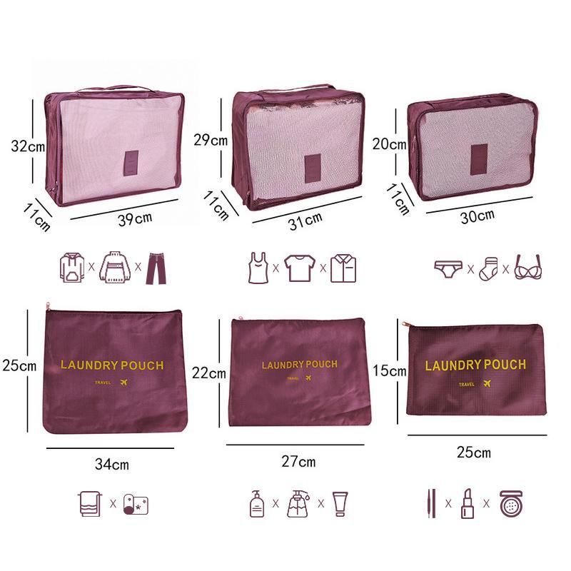 6pcs Travel Organizer Storage Bags Portable Travel Suitcases Organizer Travel Bag For Women Luggage Organizer Clothes Shoes Bag