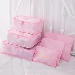6pcs Travel Luggage Packing Cubes, Suitcase Clothes Storage Bag, Foldable Organizer Shoes Underwear Pouch