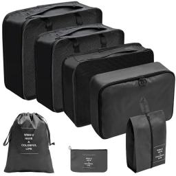 7pcs Set Travel Organizer Storage Bags Suitcase Packing Cubes Set Cases Family Portable Luggage Clothes Shoe Tidy Pouch Fold