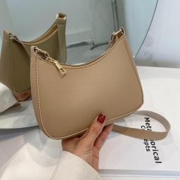 Retro Solid Color PU Leather Shoulder Underarm Bag Women's Fashion Handbags Casual Hobos Purses And Handbag Ladies Hand Bags