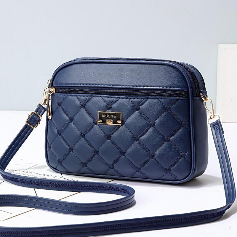 2023 Women's One Shoulder Small Square Handbag New Cross Border Foreign Trade Lingge PU Crossbody Versatile Small Messenger Bag