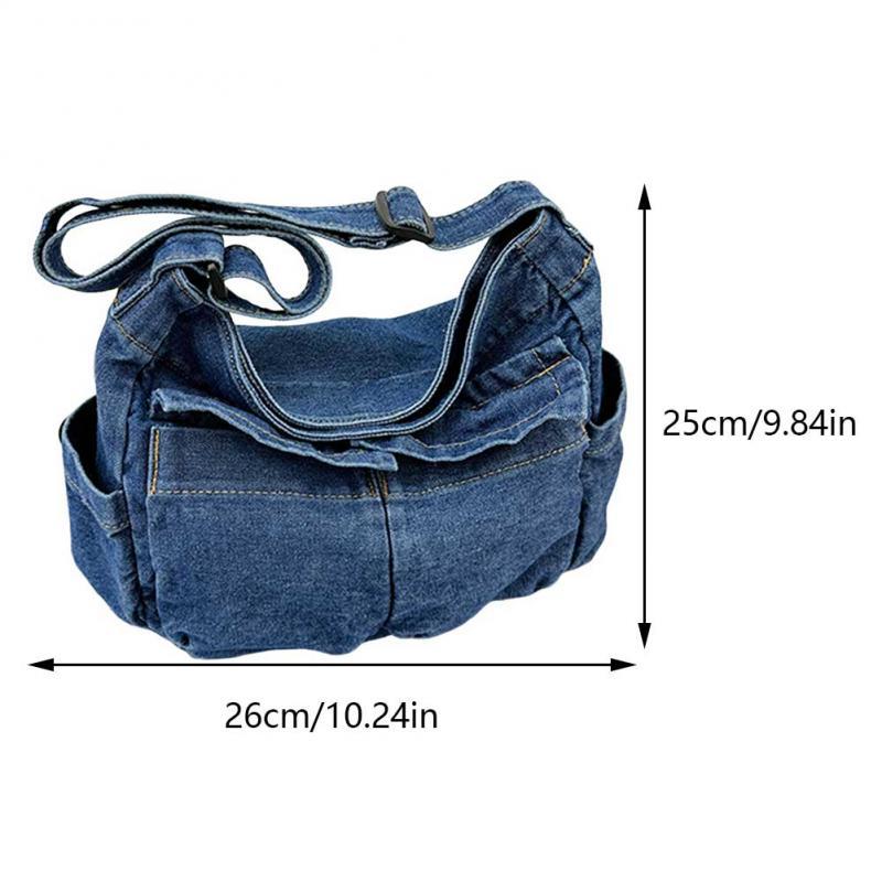 Denim Vintage Messenger Bag for Women Tote Handbag Fashion Jeans Crossbody Shoulder Bag Large Capacity Causal Ladies Satchel Bag