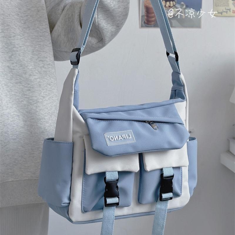 Collage Student School Bags For Women and Men Multipockets Nylon Crossbody Bags Women New Summer Messenger Bag Book Bag Bolso
