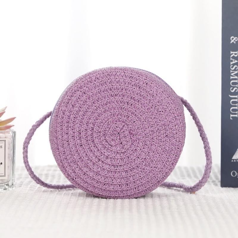 Shell Shape Straw Bag Coin Purse Handmade Rattan Woven Summer Beach Bag Straw Handbag Kid Children