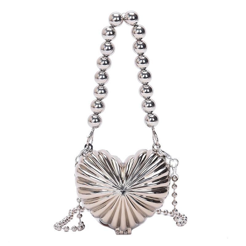 Personalized Mini Shell Bags For Women Loving Heart Bag Metal Alloy Chain Shoulder Crossbody Bag Luxury Lipstick Coin Purses Sac