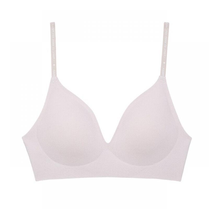 FINETOO Women Wireless Bra Deep V Padded Bralette S-XL Trendy Stripe Knitting Bras Sexy Ladies Brassiere Solid Underwear 6 Color