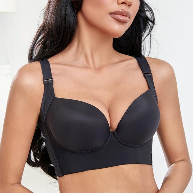 FallSweet Deep Cup Bra Push Up Bras for Women Plus Size Hide Incorporated Full Back Coverage Lingerie Back Fat Shaper Bra 34-50