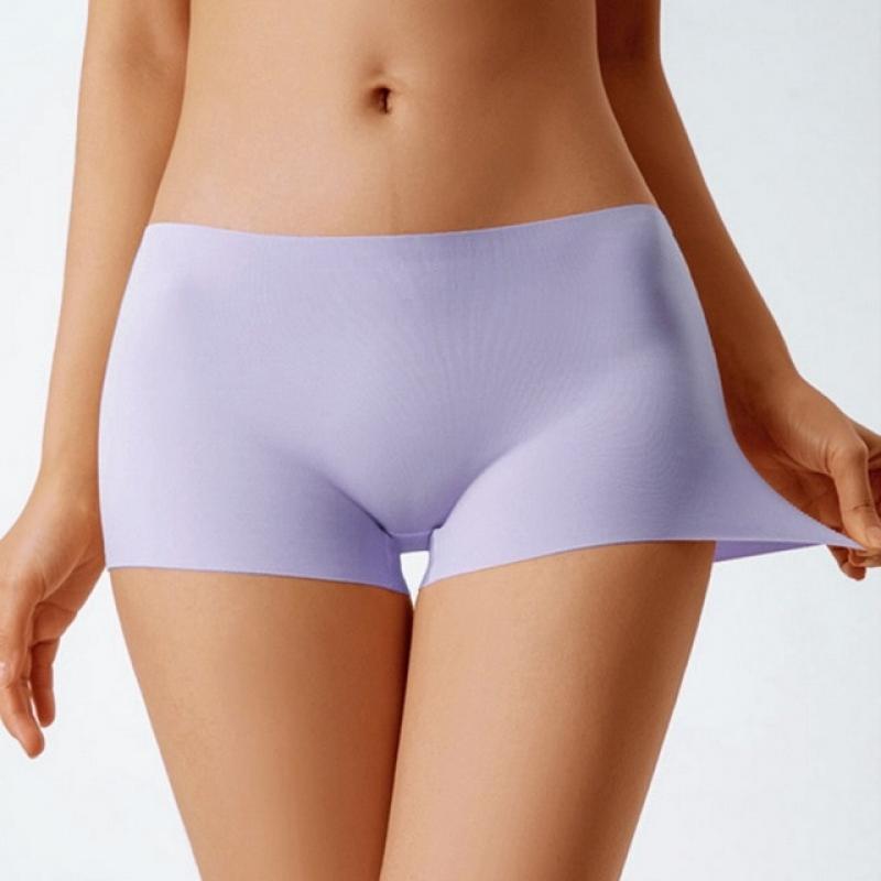 Ice Silk Safety Shorts Women Summer Boxer Briefs Thin Breathable No-Curling Underpants High Waist Boyshorts Four-Corner Legging