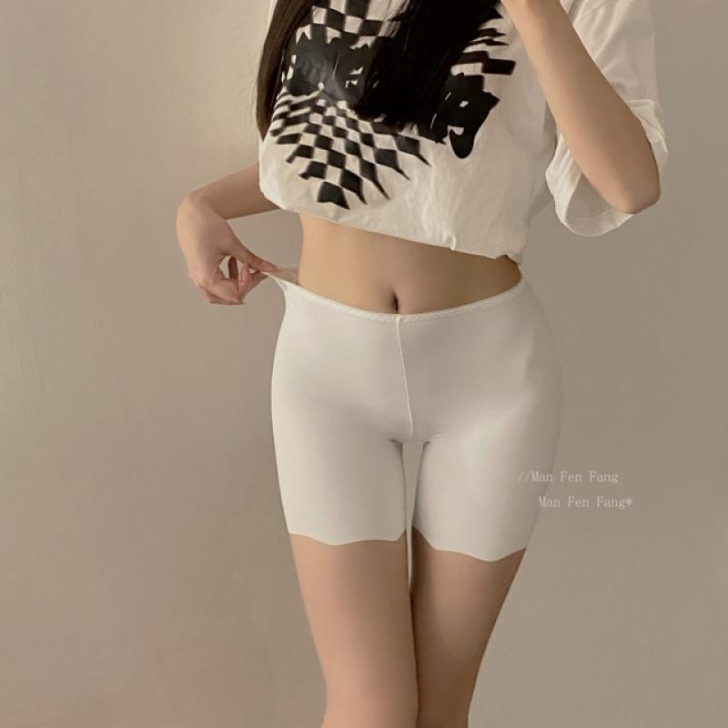 SP&CITY Summer Ice Silk Safety Pants Women's Mid Waist Breathable Traceless Invisible Underpants Soft Seamless Female Lingerie